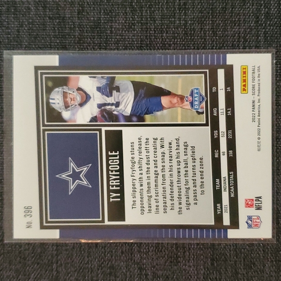 Panini Score Ty Fryfogle Rookie Dallas Cowboys #396 Card 240/299 - Picture 2 of 3